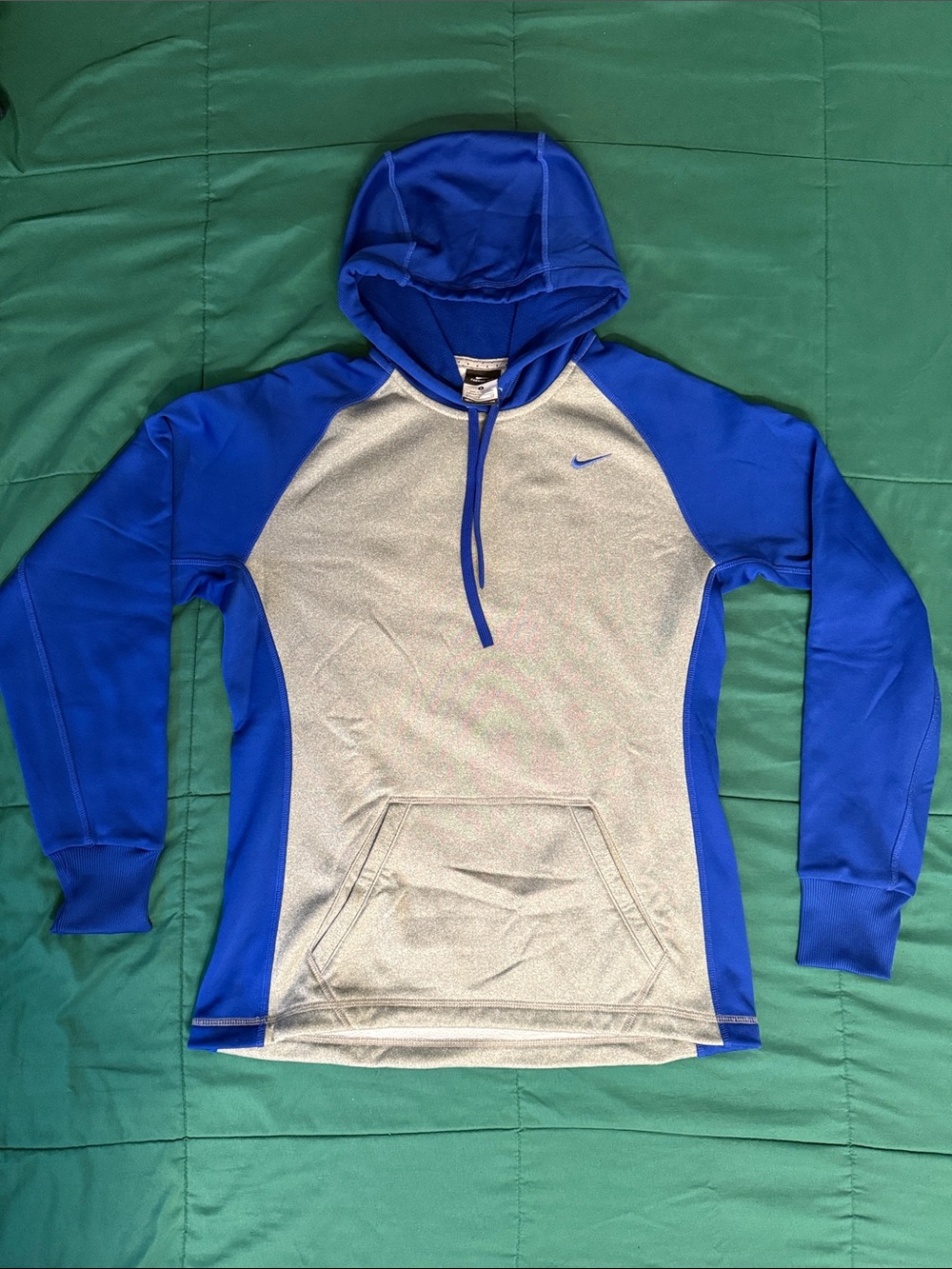 Nike Royal Blue and Light Gray Hooded Performance Pullover